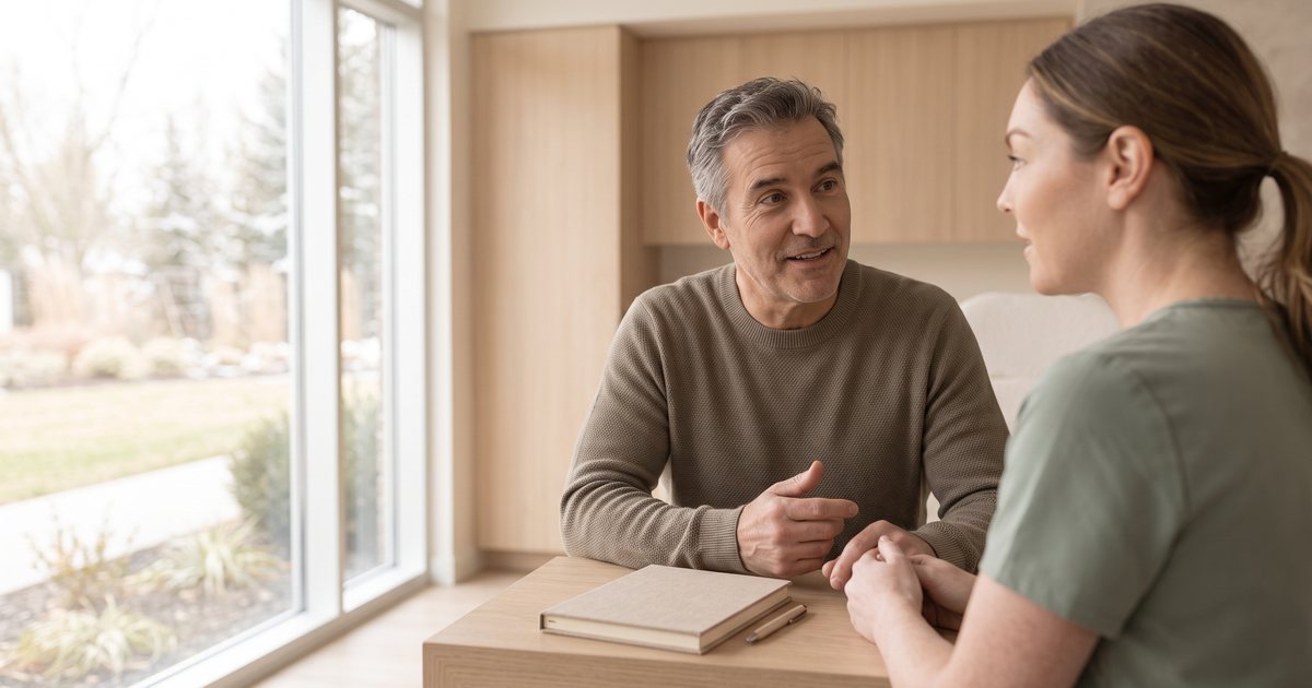 A patient asking a provider questions about treatment safety before starting therapy